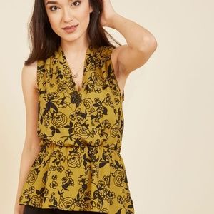 Modcloth Mustard Sleeveless Peplum 1X